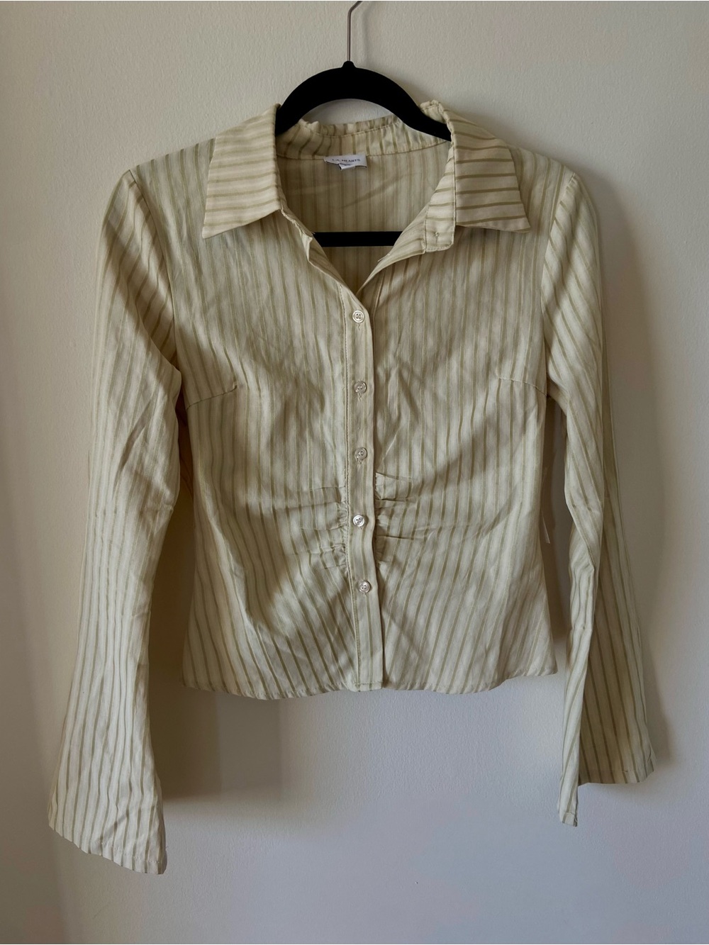 L.A. Hearts Cream and Light yellow Striped Button-Up Shirt
